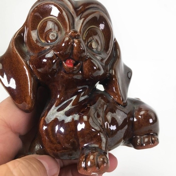 Vintage Redware Dog Figurine JAPAN MCM Mid Century 70's Dachshund Wienerdog - Picture 2 of 9